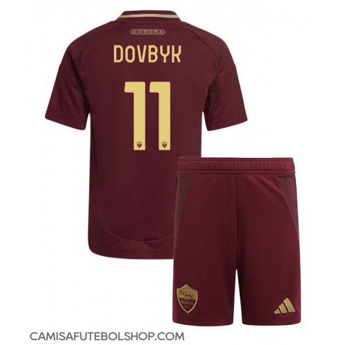 Camisa de time de futebol AS Roma Artem Dovbyk #11 Replicas 1º Equipamento Infantil 2024-25 Manga Curta (+ Calças curtas)